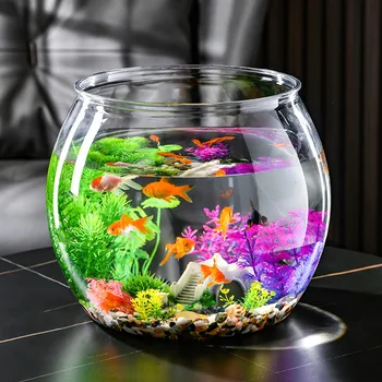 Новый минималистичный и красивый пластиковый ПЭТ-материал в нескольких стилях Маленький Настольный Гидропонный аквариум с золотыми рыбками